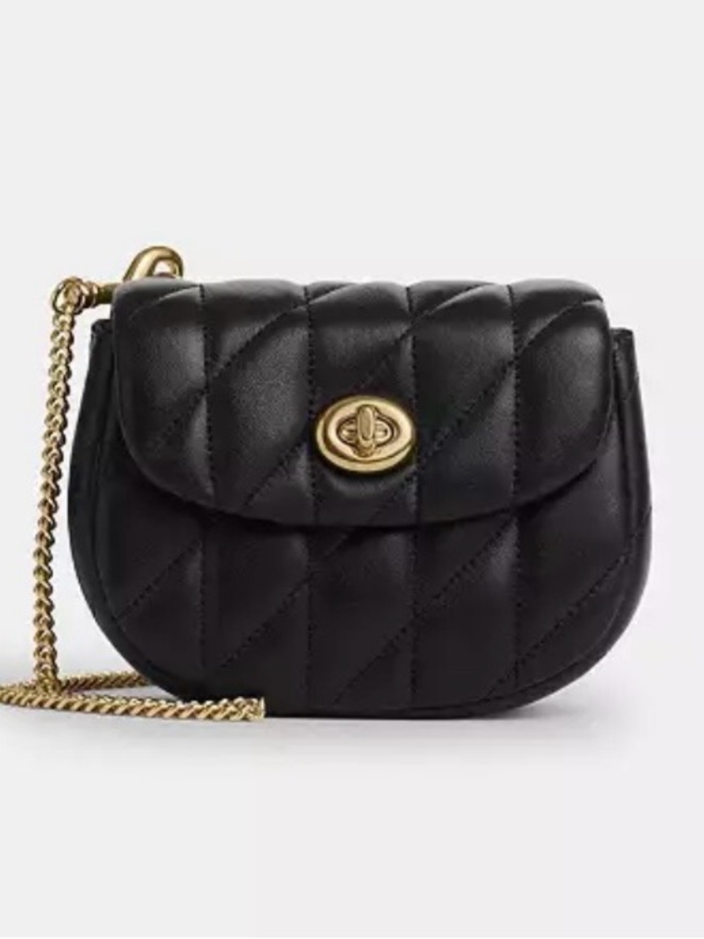 Coach Turnlock Card Case in Black Quilt